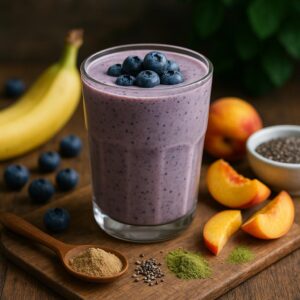 Eat More Plants - Blueberry Peach Power Smoothie