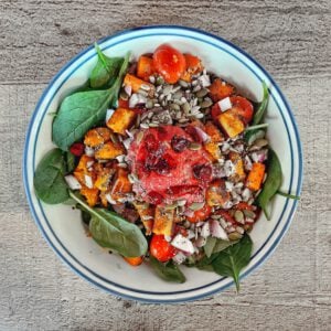 Eat More Plants - sweet potato and spinach bowl