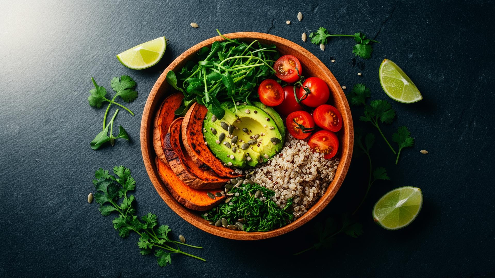 Colourful plant-based Buddha bowl